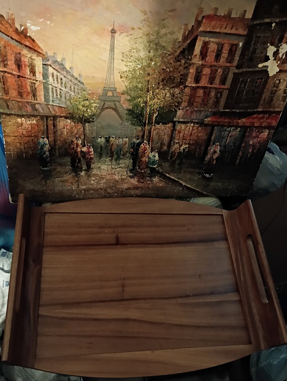 Wooden Serving Tray with Handles - Warm Natural Wood